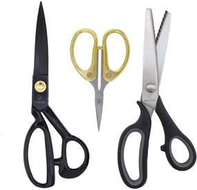 img 4 attached to 🧵 BambooMN Sewing Scissors Set: Pinking Shear, Embroidery Shear, & Fabric Shear - Premium Quality!