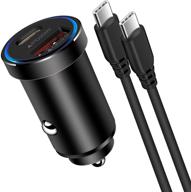 38-ваттное автомобильное зарядное устройство с двумя портами usb c с поддержкой pd&qc 3.0 - быстрое зарядное устройство для samsung galaxy s21/s20/s20 fe/s10/s9/note 20, iphone 12/12 pro/12 mini/11/11 pro/xr/xs - в комплекте 6-футовый шнур типа c. логотип