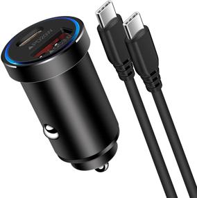 img 4 attached to 38-ваттное автомобильное зарядное устройство с двумя портами USB C с поддержкой PD&QC 3.0 - быстрое зарядное устройство для Samsung Galaxy S21/S20/S20 FE/S10/S9/Note 20, iPhone 12/12 Pro/12 Mini/11/11 Pro/XR/XS - в комплекте 6-футовый шнур типа C.