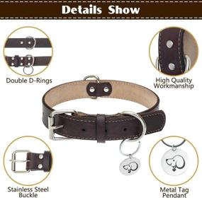 img 3 attached to BINGPET Leather Dog Collar Leash