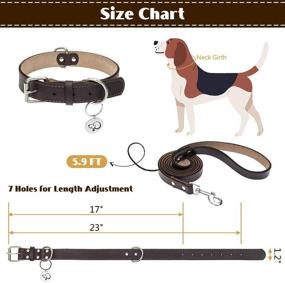 img 1 attached to BINGPET Leather Dog Collar Leash