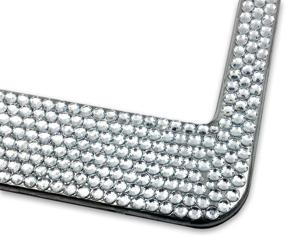 img 2 attached to 💎 Stylish APSG Glitter White Crystal Rhinestone License Plate Frames - 2 Pack Stainless Steel Chrome Holders with Shimmering Diamond Bling - Front + Rear