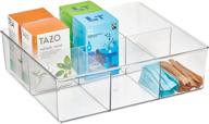 🗂️ mdesign clear plastic 6 compartment divided kitchen drawer storage bin - organizer for tea, packets, spices, snacks, food packets, applesauce - pantry organization and shelf storage логотип