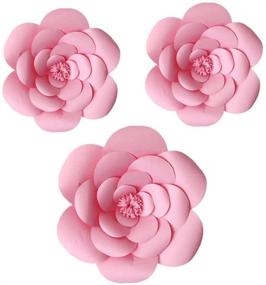 img 4 attached to YLY's Love 3D Paper Flower Decorations: Giant Paper Flowers for Wedding Backdrop, Bridal Shower, Baby Shower, Nursery Wall, and Home Decor - DIY Handcrafted Paper Flowers (Pink, Set of 3: 2x8in, 1x12in)