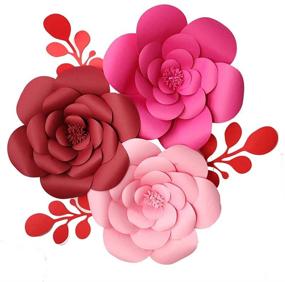 img 1 attached to YLY's Love 3D Paper Flower Decorations: Giant Paper Flowers for Wedding Backdrop, Bridal Shower, Baby Shower, Nursery Wall, and Home Decor - DIY Handcrafted Paper Flowers (Pink, Set of 3: 2x8in, 1x12in)