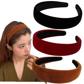 img 4 attached to Stylish and Comfortable Velvet Wide Headbands for Women - Set of 3 Soft Hairbands with No-Slip Grip - Fashionable Diademas Para Mujer De Moda Hair Accessories (Pack of 3 - Velvet A)