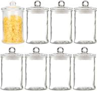 🏺 maredash glass apothecary jars - bathroom storage organizer set with lids - cotton ball holder canisters (set of 8) logo