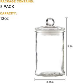 img 3 attached to 🏺 Maredash Glass Apothecary Jars - Bathroom Storage Organizer Set with Lids - Cotton Ball Holder Canisters (Set of 8)