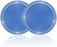 💎 bling crystal rhinestone car cup holder coasters - deep blue (2 pack) | universal anti slip inserts | justtop car interior accessories logo