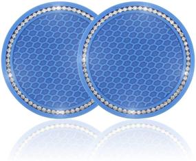 img 4 attached to 💎 Bling Crystal Rhinestone Car Cup Holder Coasters - Deep Blue (2 Pack) | Universal Anti Slip Inserts | JUSTTOP Car Interior Accessories