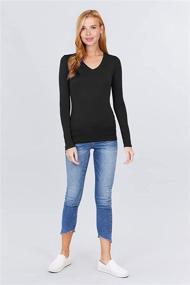 img 1 attached to 👚 Plus Size Women's Lightweight Soft Cotton Long Sleeve Crew Neck & V Neck Slim Fit Top Shirts (S-2XL)