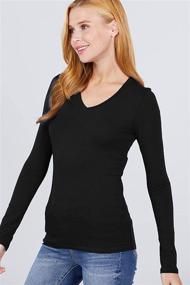 img 3 attached to 👚 Plus Size Women's Lightweight Soft Cotton Long Sleeve Crew Neck & V Neck Slim Fit Top Shirts (S-2XL)