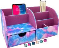 🗂️ french koko large pu leather desk organizer with tie dye fun - stylish pen holder & multifunctional storage for office, school, and home логотип