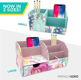 img 1 attached to 🗂️ French KOKO Large PU Leather Desk Organizer with Tie Dye Fun - Stylish Pen Holder & Multifunctional Storage for Office, School, and Home