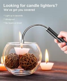 img 2 attached to 🕯️ RONXS Candle Lighters Classic - Rechargeable Electric Lighters with Longer Flexible Neck, Windproof Plasma, Gift Leather Box – Ideal for Christmas Jar Candles, Fireworks, Gas Stove, BBQ (Black & Metallic)