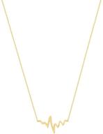 💛 ritastephens 14k solid gold lifeline pulse ekg heartbeat charm necklace - adjustable length of 16-18 inches logo