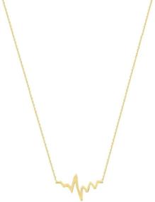 img 4 attached to 💛 Ritastephens 14k Solid Gold Lifeline Pulse EKG Heartbeat Charm Necklace - Adjustable Length of 16-18 Inches