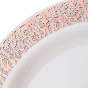 img 2 attached to IIOOOO 100 Piece Rose Gold Plates with Plastic Silverware - Elegant Lace Disposable Dinnerware Set: 20 Dinner Plates, 20 Dessert Plates, 20 Forks, 20 Knives, 20 Spoons