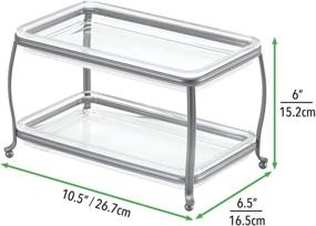 img 1 attached to mDesign Vanity Tray Organizer for Bathroom Countertops - 2 Levels for Makeup Brushes, Eyeshadow Palettes, Lipstick, Perfume, and Jewelry - Graphite Gray/Clear