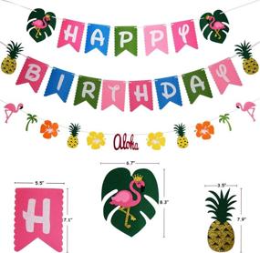 img 2 attached to 🌺 Hawaiian Flamingo Pineapple Luau Party Decor Set with Birthday Banner, Tropical Palm Leaves, Hibiscus Flowers, Tissue Paper Pineapples, and Party Balloons - Ideal Birthday Decorations and Supplies