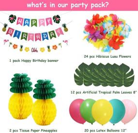 img 3 attached to 🌺 Hawaiian Flamingo Pineapple Luau Party Decor Set with Birthday Banner, Tropical Palm Leaves, Hibiscus Flowers, Tissue Paper Pineapples, and Party Balloons - Ideal Birthday Decorations and Supplies