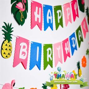 img 1 attached to 🌺 Hawaiian Flamingo Pineapple Luau Party Decor Set with Birthday Banner, Tropical Palm Leaves, Hibiscus Flowers, Tissue Paper Pineapples, and Party Balloons - Ideal Birthday Decorations and Supplies