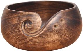 img 3 attached to Handmade Indian Artisan Mango Wood Yarn Bowl - Kitchen Supplier for Knitting and Crochet - with Needle Holes - Christmas Collection 2021