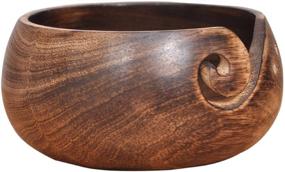 img 1 attached to Handmade Indian Artisan Mango Wood Yarn Bowl - Kitchen Supplier for Knitting and Crochet - with Needle Holes - Christmas Collection 2021