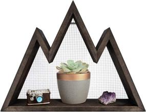 img 4 attached to 🏔️ Mkono Mountain Shelf: Rustic Wood Floating Wall Display for Crystal, Photo, and Plants – A Modern Geometric Wall Art for Bedroom, Living Room, and Office Décor