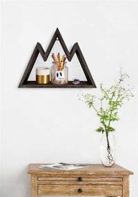 img 3 attached to 🏔️ Mkono Mountain Shelf: Rustic Wood Floating Wall Display for Crystal, Photo, and Plants – A Modern Geometric Wall Art for Bedroom, Living Room, and Office Décor