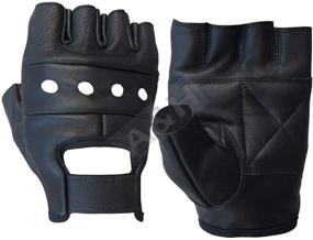 img 1 attached to 🧤 A&amp;H Apparel Genuine Cowhide Fingerless Leather Driving Gloves for Motorcycles (Size: Large)