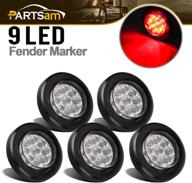 partsam 5x 2-inch led cab marker light panel 9 diodes sealed round clear/red with grommet/pigtail, 2-inch mini-reflex sealed led side marker, clearance or identification light logo