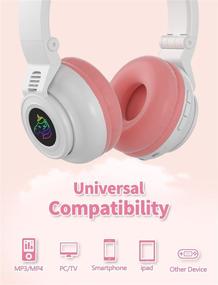 img 1 attached to 🦄 Yusonic Unicorn Kids Bluetooth Headphones: Foldable, Light Up, Wireless | Perfect Birthday Gift for Girls, Boys, Toddlers, Travel, School, Tablets | White+Pink