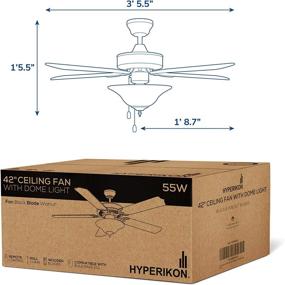 img 3 attached to 🌀 Hype Up Your Space with Hyperikon 42 Inch Ceiling Fan: Remote Control, 5 Blades, Walnut Finish