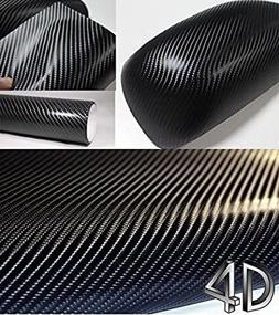img 1 attached to 🚀 Enhanced Durability 4D Black Carbon Fiber Vinyl Wrap Sticker: Air Release, Bubble Free, Anti-Wrinkle - 1 FT x 5 FT