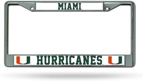 img 1 attached to Официально лицензированная рамка для номерного знака из хрома Miami Hurricanes от Rico Industries размером 6 x 12,25 дюйма.