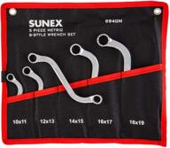 🔧 sunex 9940m полностью полированный набор гаечных ключей s-стиля метрического типа, 10-11 мм до 18-19 мм, 5 штук. логотип