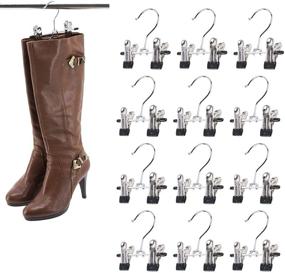 img 4 attached to 👢 Space-Saving Double Adjustable Clips Boots Hangers - Effortless Boot Organization with SUNTRADE Boot Holder, Set of 12