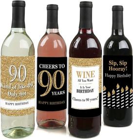 img 4 attached to 🍷 Adult 90th Birthday - Gold Wine Bottle Label Stickers for Men and Women - Celebrate with Style - Set of 4