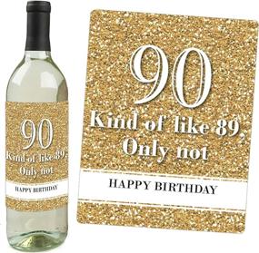 img 3 attached to 🍷 Adult 90th Birthday - Gold Wine Bottle Label Stickers for Men and Women - Celebrate with Style - Set of 4