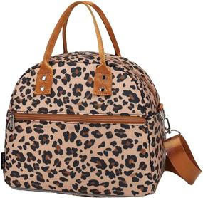 img 4 attached to 👜 FlowFly Leopard Insulated Lunch Bag - Large, Reusable Tote with Shoulder Strap for Women, Men, and Kids - Freezable, Handle, Perfect for Work, School Travel, and Meal Prep Organization