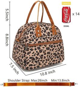 img 2 attached to 👜 FlowFly Leopard Insulated Lunch Bag - Large, Reusable Tote with Shoulder Strap for Women, Men, and Kids - Freezable, Handle, Perfect for Work, School Travel, and Meal Prep Organization