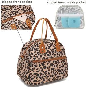 img 1 attached to 👜 FlowFly Leopard Insulated Lunch Bag - Large, Reusable Tote with Shoulder Strap for Women, Men, and Kids - Freezable, Handle, Perfect for Work, School Travel, and Meal Prep Organization