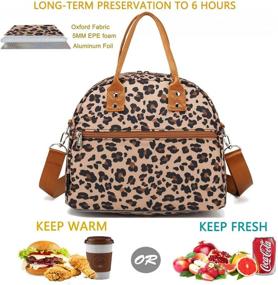 img 3 attached to 👜 FlowFly Leopard Insulated Lunch Bag - Large, Reusable Tote with Shoulder Strap for Women, Men, and Kids - Freezable, Handle, Perfect for Work, School Travel, and Meal Prep Organization