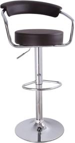 img 2 attached to Adeco Set of Two Brown Leatherette Cushioned Barstool Chairs with Adjustable Curved Back, Chrome Arms, and Pedestal Base