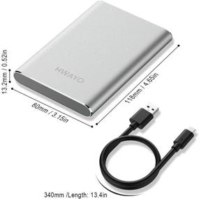 img 1 attached to 💽 Внешний портативный жесткий диск HWAYO 40 ГБ, USB 3.1 Gen 1 тип C Ультратонкий 2,5-дюймовый HDD | Совместим с ПК, настольным компьютером, ноутбуком, Mac, Xbox One | Серебристый