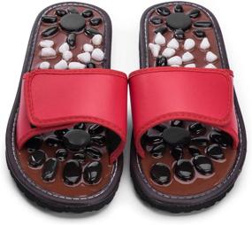 img 4 attached to 🩴 Relaxally Acupuncture Massage Slippers: Cobblestone Foot Massager for Ultimate Relaxation - Ideal Christmas Gift for Mom and Dad (Red27)