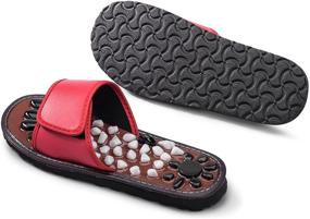 img 2 attached to 🩴 Relaxally Acupuncture Massage Slippers: Cobblestone Foot Massager for Ultimate Relaxation - Ideal Christmas Gift for Mom and Dad (Red27)