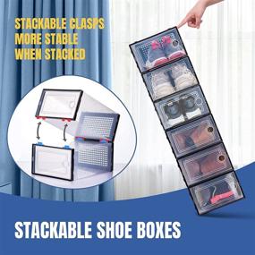 img 1 attached to 👠 Clear Stackable Shoe Boxes – 12 Pack Shoe Storage Containers, 13” x 9” x 5.5”, Front Opening, Easy Assembly, Durable, Transparent Shoe Organizer for Closets