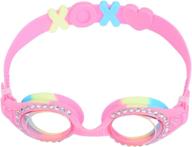 🏊 yuenree bling swimming goggles: stylish, anti-fog, uv protected, & adjustable - perfect for girls ages 3-14! includes hard travel case. logo